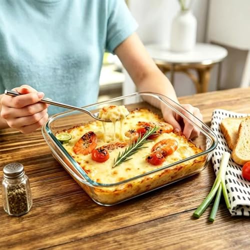 XIRYAER Glass Baking Dish, 8x8in Square Glass Baking Pan, with Silicone Heat-resistant Mats, 1.9 Qt Casserole Dish, Glass Baking Dishes for Oven, Dishwasher, Freezer, Microwave Safe - image 7