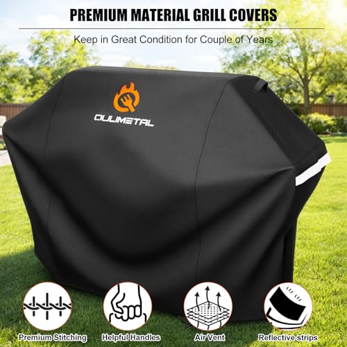 Image of QuliMetal 65 Inch Grill Cover for Weber Genesis II 400 Series | 600D Waterproof Grill Cover for 4-5 Burners Weber Char-Broil Nexgrill Brinkmann Kenmore Compared to 7131(Not Fit 2022 E-435)