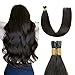 Sunya I Tip Human Hair Extensions Natural Black 40 Grams 50 Strands/Package PreÂ BondedÂ KeratinÂ HairÂ Extensions Cold Fusion 16 inches Remy Straight Stick Tip Real Human Hair Extensions #1B Natural Black
