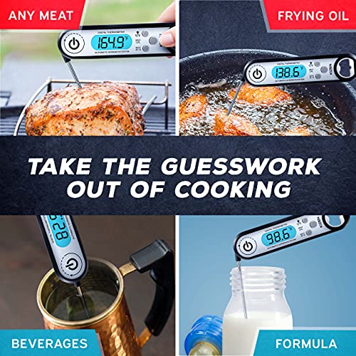 Kizen Ip100 Digital Meat Thermometer - Instant Read Waterproof Food Thermometers With Bottle Opener For Kitchen, Outdoor Cooking & Grilling - Black #TOP5