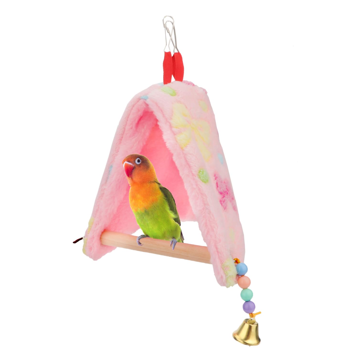 Bird Plush Perch Tent Winter Warm Triangle Hammock Nest Bed for Parrot Budgie Parakeet Cockatiel Lovebird (S)