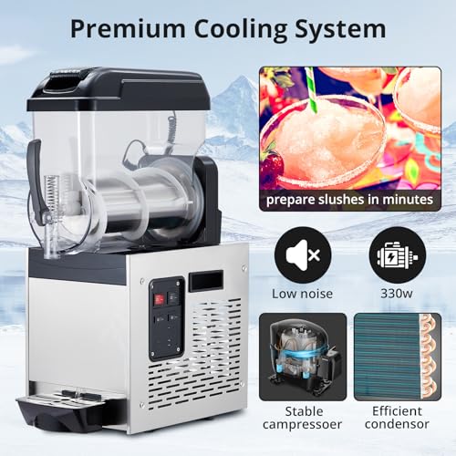 Image of Acekool Commercial Slushy Machine, 12L /3.2 Gal Frozen Margarita Machine Smoothie, Self-Cleaning, 500W Stainless Steel Slushie Machine for Snow Melts, Cocktails, Homes, Coffee Shops, Restaurants