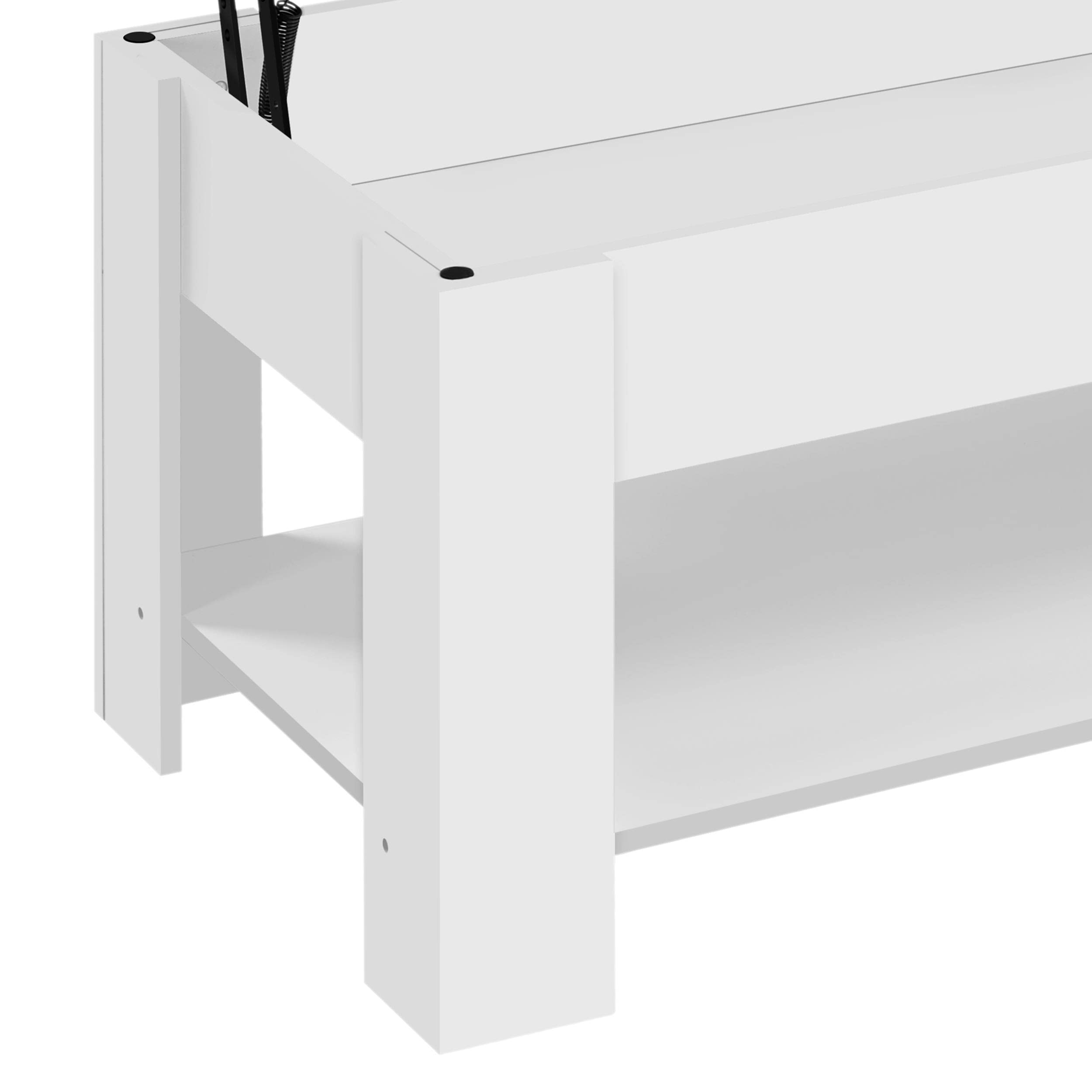 Yaheetech Mesa Centro Elevable con Estante Mesa Café con Revistero Mesita Baja de Moderno Grande para Salón 120 x 59 x 49,5 cm Blanco