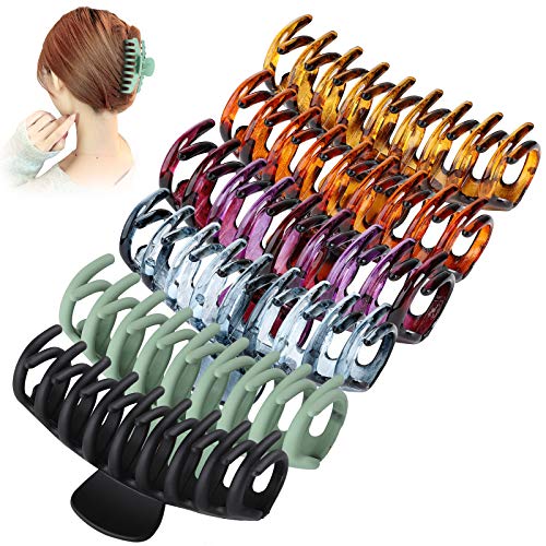 Tyfthui 6 Pcs Hair Claw Clips for Women Nonslip Hair Clips for Women and Girls, Strong Hold for Thin/Thick Hair Fashion Hair Styling Accessories (Multi-colored C)