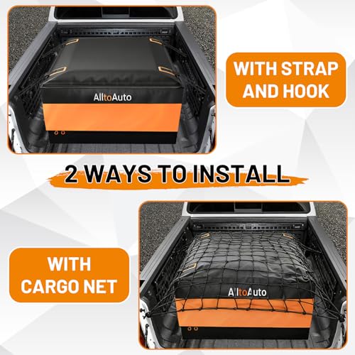 Image of [All-in-One Bundle] 26 CuFt Waterproof Truck Bed Cargo Bag with Heavy Duty Cargo Net, Storm-Proof Pickup Luggage Carrier (50 inchx40 inchx22 inch), Fits All Pickups, Includes Storage Bag & Bungee Net