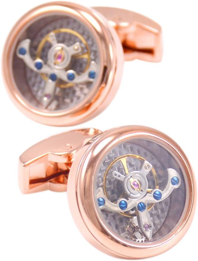 WaNana Man's Business Gift of Sleeve Nails for Watches with High-Grade Flywheel Sleeve Button and Swing Wheel Motors Rose Gold