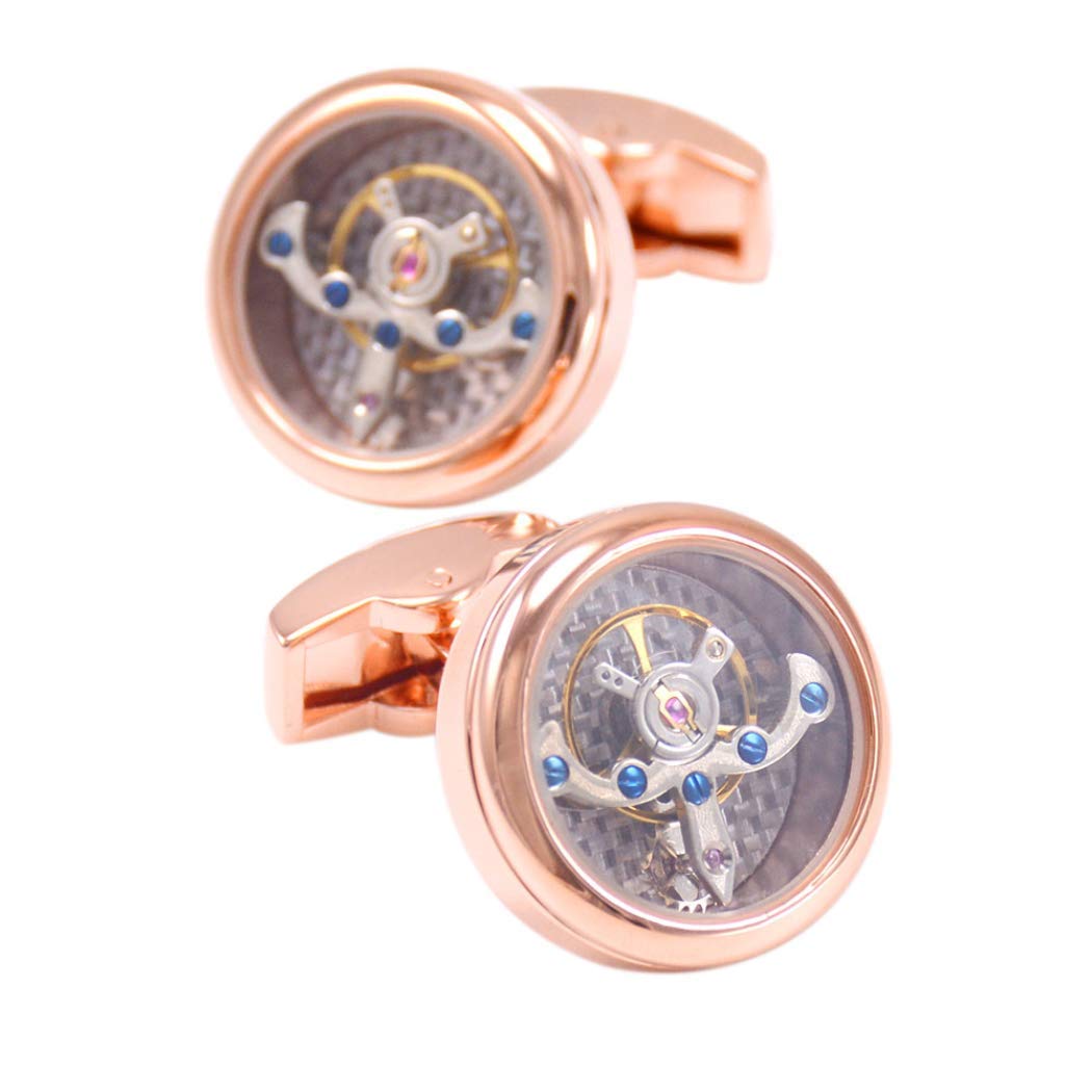 WaNana Man's Business Gift of Sleeve Nails for Watches with High-Grade Flywheel Sleeve Button and Swing Wheel Motors Rose Gold
