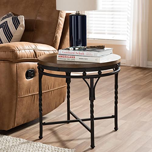 Baxton Studio Austin Vintage Industrial Antique Bronze Round End Table #TOP6