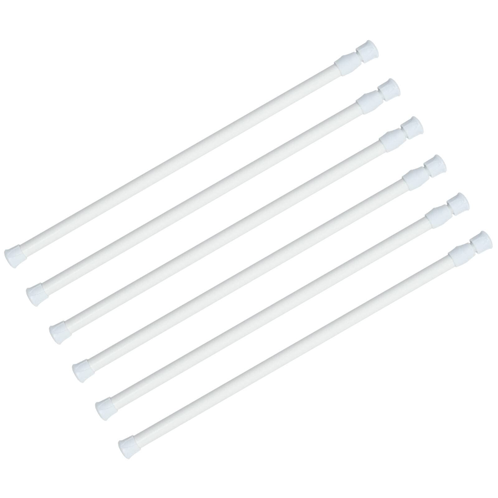 KXLife 6 Pack Spring Tension Rods for Windows 28 to 48 Inch, Adjustable Expandable Small Curtain Tension Rods No Drill for Kitchen, Bathroom, Doorway, Cupboard(White)