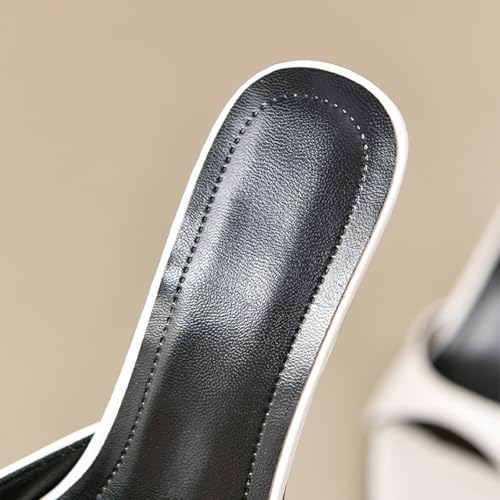 Women's Patent Leather Pointed Open Toe Kitten Heel Slide Sandals Comfort Backless Slip On Mules Pumps Fashion Party Dress High Heels4