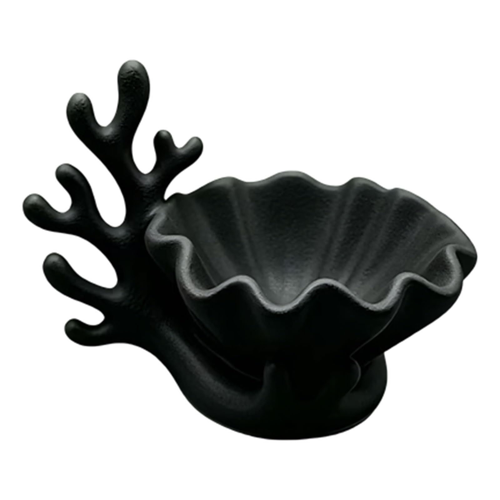 Desk Catchall Shell Jewelry Tray with Coral Accent, Decorative Bowl for Earrings and Vanity Organization Display Jewelry Dishes Tray Trinket Bowl Catchall Earring Dresser Top Organizer Nightstand