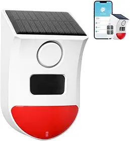 Alarme Solar WiFi com Sensor de Movimento PIR, Sirene 120dB, IP65, Detecção 9-12m, Ângulo 110°, Recarga USB Tipo-C