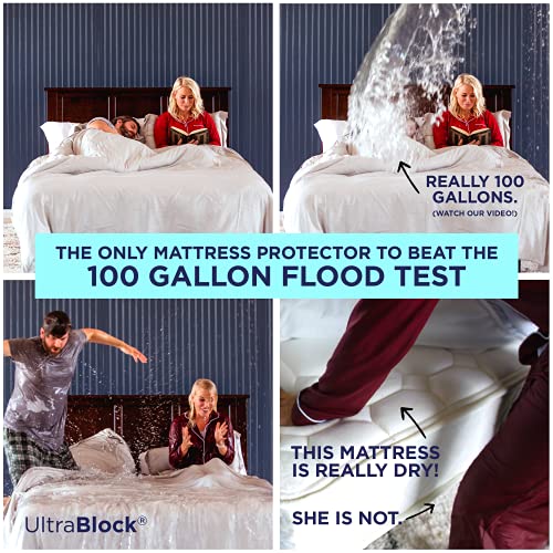 UltraBlock Waterproof Mattress Protector (Queen) – Breathable, Vinyl Free, Noiseless Mattress Cover, Fitted Style with Deep Pockets (15-18"), Ultra Soft for Comfort & Protection, Machine Washable