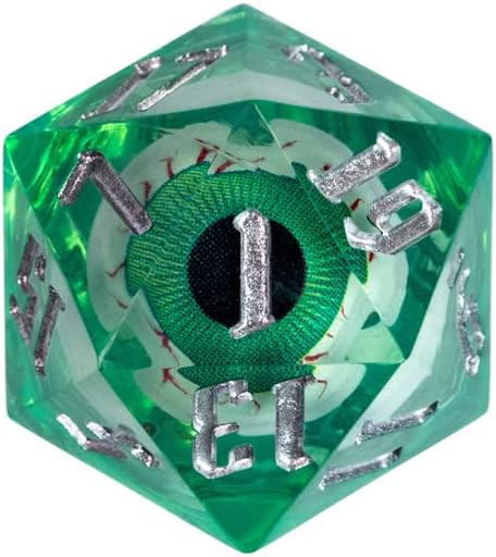 Miniatura 8 de Green Beholder - Juego de dados DND afilados con caja de dados de cuero  para Calabozos y Dragones, D&D, borde afilado, dados de resina poliédrica