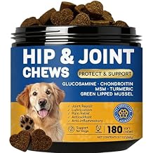 Dog Joint Supplement with Glucosamine Chondroitin, MSM,Turmeric Hip and Joint Support for Arthritis Pain Relief Natural Anti-Inflammatory for All Breeds & Senior Dogs, 180 Chews
