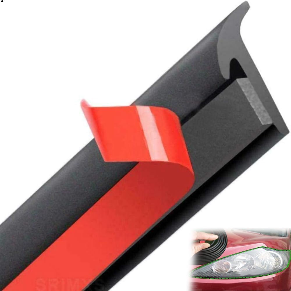 Xspring Windshield Rubber Seal, 5M Universal Self Adhesive Car Windshield Seal Strip, T Type Rubber Edge Protector Trim, 8 X 10mm Weather Draft Seal Strip for Car Front Rear Windshield Sunroof