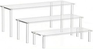 Three-Tier Organizer Minimal 3 Tier Display Stand Sturdy Home Decor for Office Desk , Transparent , Small