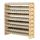 COSTWAY Weinregal Holz stapelbar, Flaschenregal für 108 Flaschen, Weinständer mit 9 Ebenen, Holzregal, Flaschenständer für Küche, Esszimmer, Bar, Keller, 120 x 29 x 106 cm