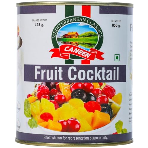 Image of CANEEN Fruit Cocktail 850g | Assorted Canned Fruits with Pineapple, Papaya, Muskmelon, Cherry & Raisin | Quick & Easy Fruit Salad, Desserts, Baking, Cakes, Custard