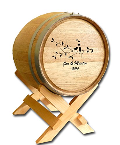 Personalized Oak Wedding Barrel Gift Card Box Holder (5 Gallon) - Engraved Wedding Table Decorations For Reception, Cards Boxes for Wedding Ceremony - Alternative Signature Guest Book (B500)