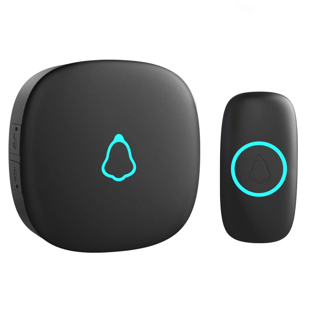 SECRUI Wireless Doorbell, IP55 Waterproof Plug-in Doorbell Chime Kit, 1000ft Long Range, 5 Volume Levels with 58 Chimes LED Flash Lights, Black