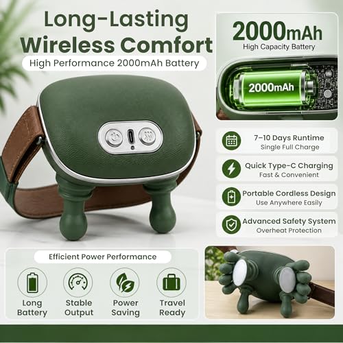 Image of 4D Bionic Heated Neck & Shoulder Massager | Wireless Portable Shiatsu Back Massager | Deep Tissue Kneading with Human Hand Simulation | 3 Intensity Levels & 2 Heat Modes for Home & Travel Use