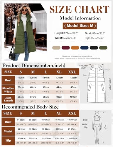 Chaleco largo acolchado para mujer con capucha ajustable y bolsillos funcionales para invierno 5