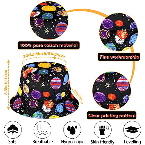Rainflowwer Print Bucket Hat 4Pack, Beach Sun Hat For Women Men And Kids, Both Sides Flip Can Be Worn, Avariety Of Colorful Embroidery Pattern-4Pcs #TOP3