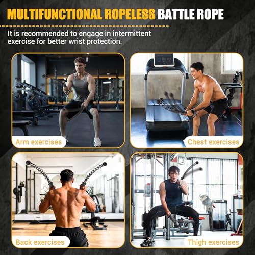 Ropeless Battle Ropes, Upgraded Heavy Duty Portable Cordless Battle Ropes for Home Gym with Poster & Non-Slip Soft Handles for Wrist Protection, Exercise Rope for HIIT and Low-Impact Aerobic Training — view 5