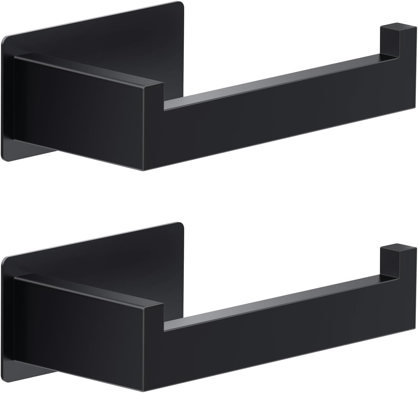 Auxmir Portarrollos Papel Higienico 2 Piezas Acero Inoxidable Baño Adhesivo, Fácil Instalación Soporte sin Taladro Autoadhesivo, Negro
