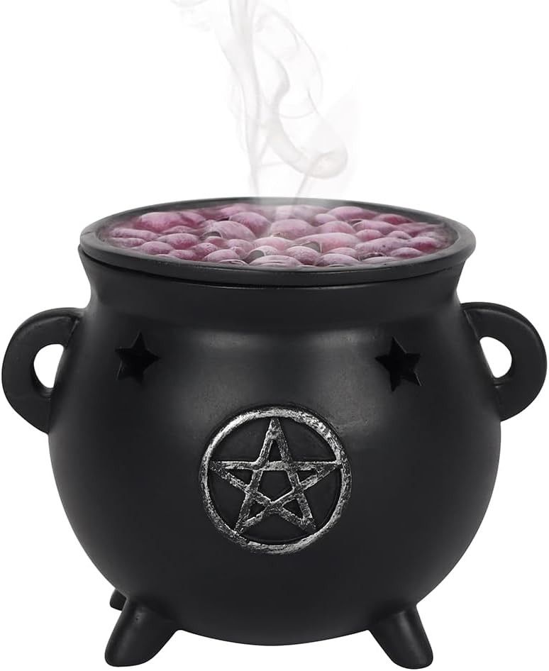 Pentagram Cauldron Incense Holder, Black