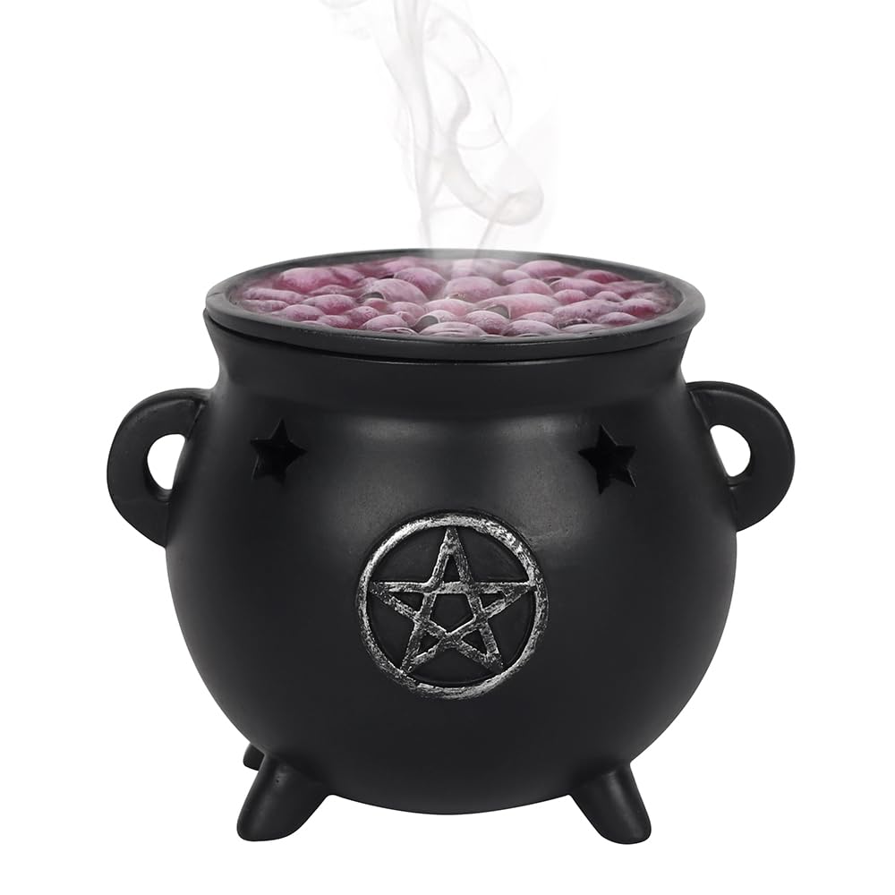 Pentagram Cauldron Incense Holder, Black