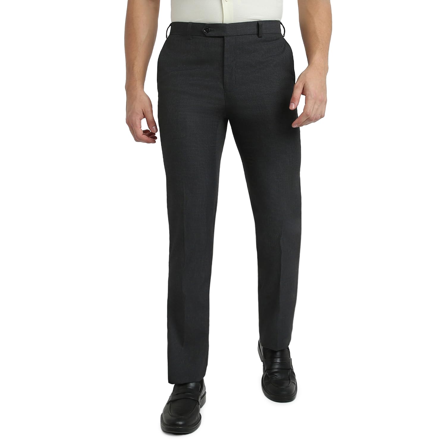 raymond Men Contemporary Fit Stripe Pattern Polyester Blend Flat Front Formal Trouser-picture-42