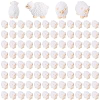 Xialvyu 100 Stück Mini Schaffiguren in Weiß, niedliche Miniatur-Schaf-Ornamente aus Kunstharz für die Dekoration von Feengärten im Innen- und Außenbereich