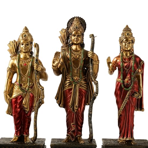Image of ARMONIA Ram Darbar Idol with Ram Sita Laxman Hanuman Murti | Polystone God Idol Figurine for Home Pooja Room, Office & Gift | Study Table Decor God Statue for Mandir