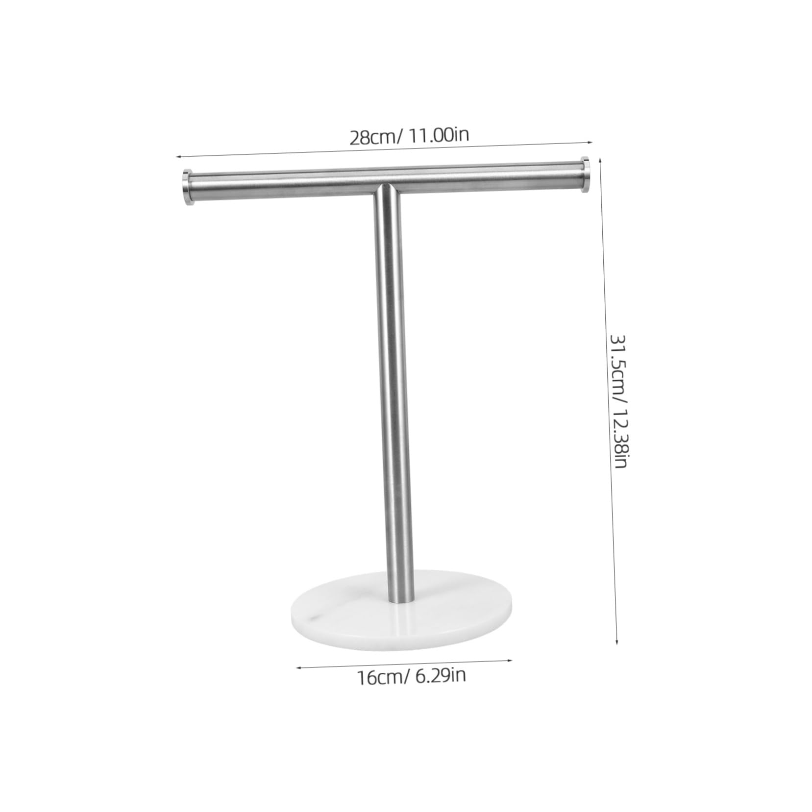 Cabilock Toallero De Mano De Acero Inoxidable Cepillado Base De Mármol, Soporte para Toallas De Baño Compacto y Portátil, Barra Forma De t Estable para Encimera, Organizador Práctico para Lavabo