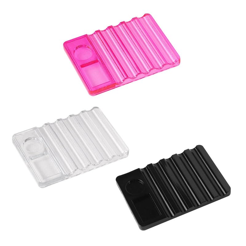 3 Pack Nail Brush Holder Base Stand Transparent Portable Mini Rest with Charms Container for Nail Art Brushes Drawing Pencil Painting Pen Liner Rhinestone Gems DIY Manicure