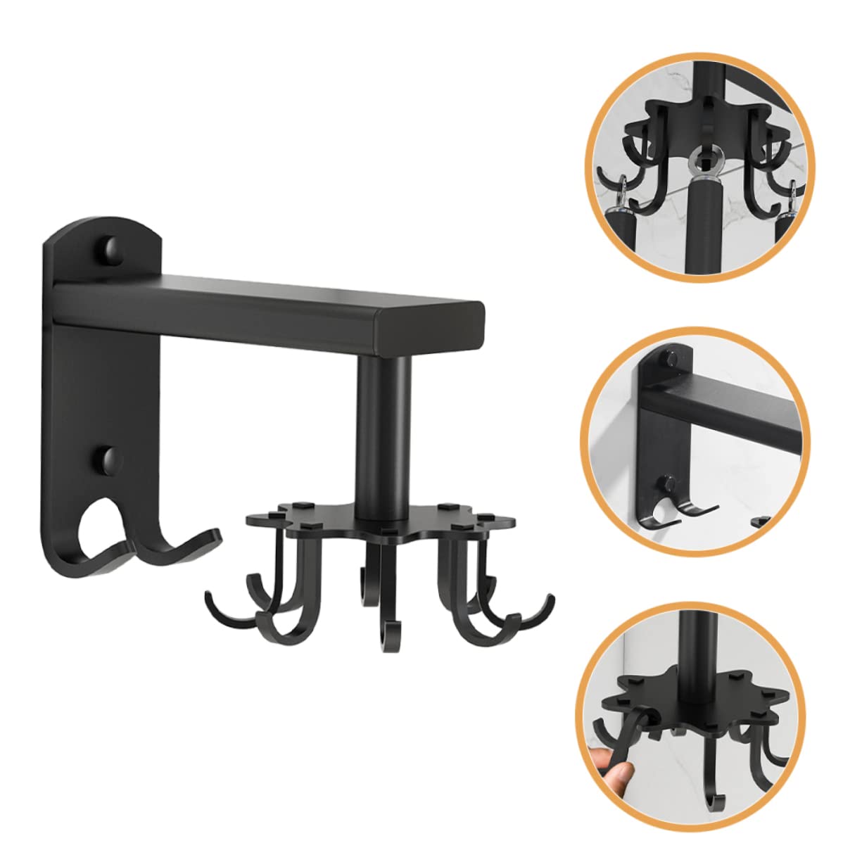 Milisten 1 Set Kitchen Swivel Hook Wall Hangers Hanging Utensil Hook Measuring Cup Organizer Wall Mount Clothing Hooks to Rotate Clothes Hook Wall-mounted Aluminum Alloy - Image 4
