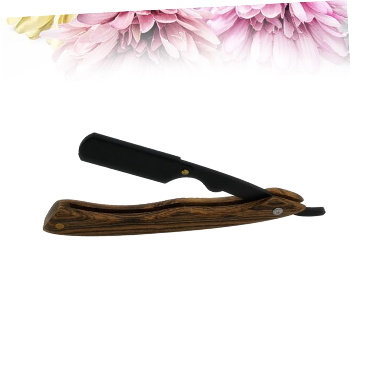 HAPINARY Wooden Handle Black Chic Men's Straight Razor Barber Metal Shaving Tool Manual Razor for Beard Without Blade Portable for Travel