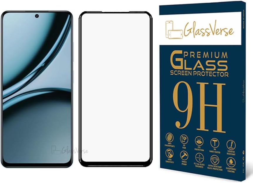 GlassVerse 11D Tempered Glass For Realme Narzo 70X 5G Cellphone (Pack of 1) With Free Installation Kit Full Screen Coverage-6.72 Inch