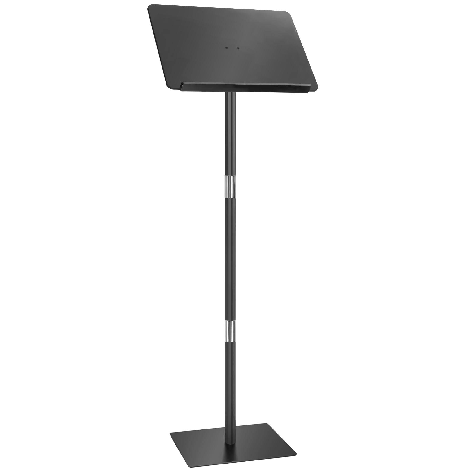 koretech Podium Stand, Lecterns & Podiums, Acrylic Adjustable Angles with Metal Base, Podium for Church, Weddings, Classroom, Speech, 16" L x 12" W x 42.5" H (Black)