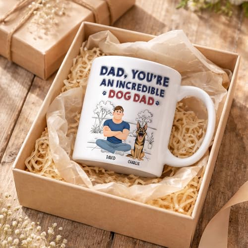 Taza personalizada Best Dog Dad de cerámica para hombres miniatura 6