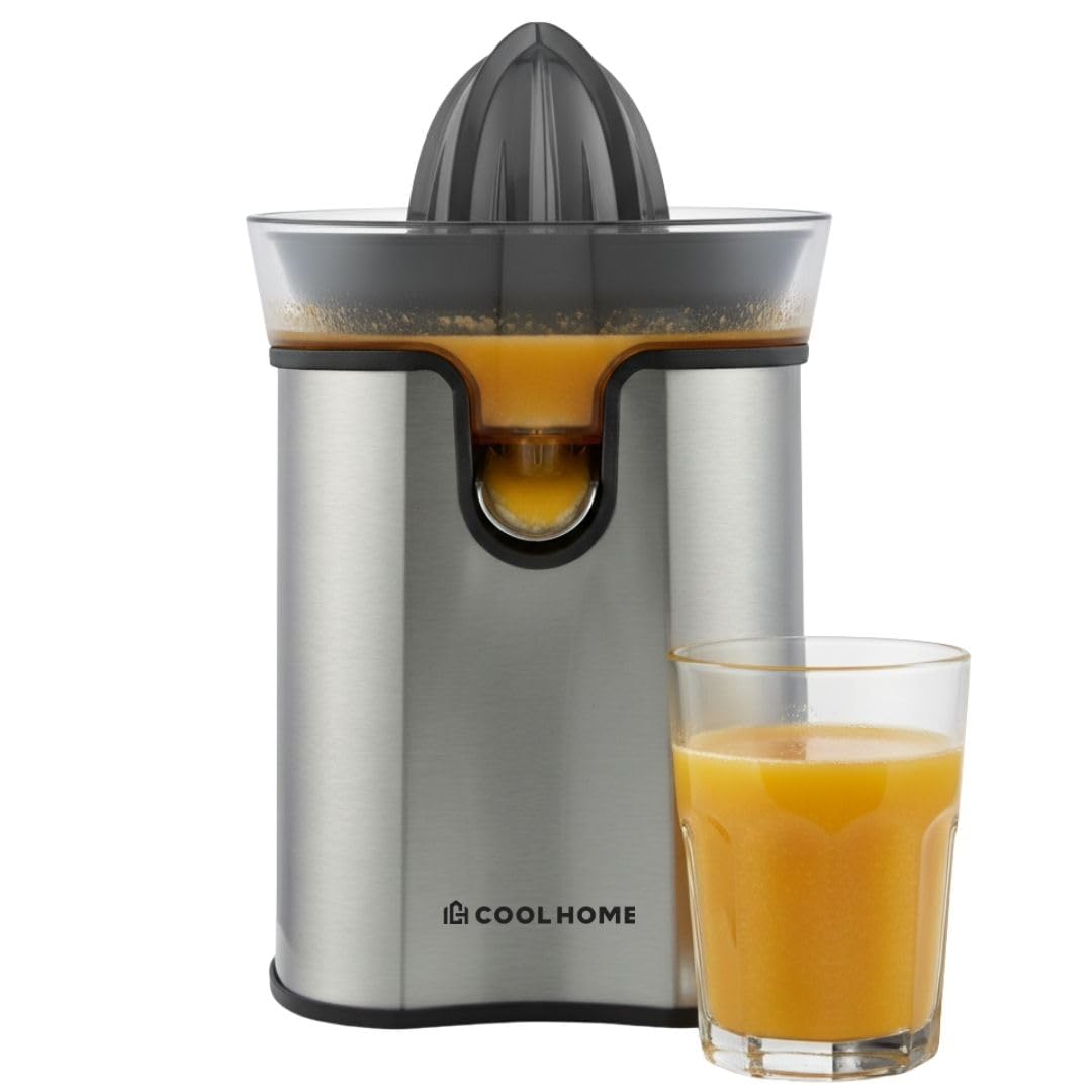 Presse-agrumes - Presse-agrumes électrique - Avec bec verseur et système anti-goutte - Compact et silencieux - Inox