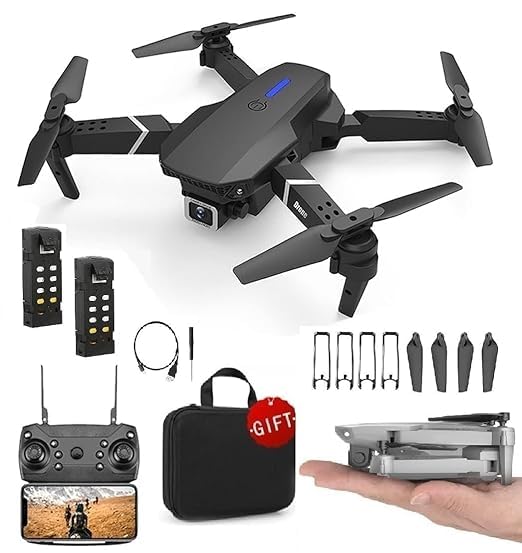 UniHouse E88 Drone with 1080P Camera One Key Take Off Land Altitude Hold Automatic Avoidance Obstacles 360° Flip With Aerial Photography Drone Multicolor (Single-Battery)
