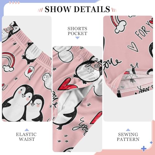 ZZXXB Penguin You and Me Boys Long Pants Soft Trousers Elastic Waist Kids Lounge Bottoms with Pockets S-XL4