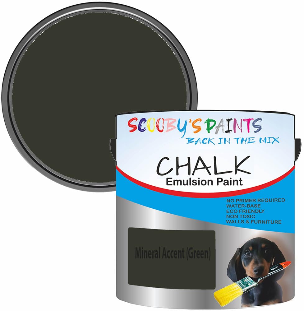 Scooby's Paints Chalk Emulsion Paint, Water-Based, No Primer Required, 250ml, For Walls and Furniture (Mineral Accent (Green))