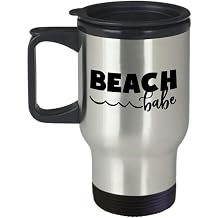 Beach Babe Waves - Travel Mug Best Inappropriate Snarky Sarcastic Coffee Comment Tea Cup With Funny Sayings, Hilarious Unusual Quirky Gag Gifts For M
