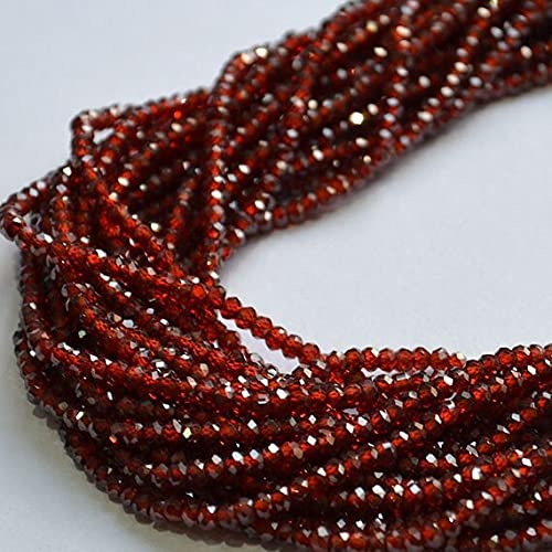 Garnet cubic zirconia 3mm LKBEADS fil de perles rondelles facettées création DIY