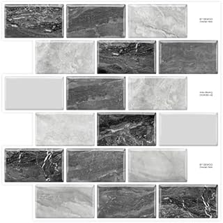 DEWOO Peel and Stick on Wall Tiles,Mosaic Tile Transfers Stickers Self Adhesive Marble Subway Metro Splashback for Kitchen Bathroom Tiles 10-Sheet12"x 12"