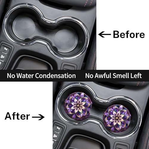 2pcs Portavasos para Auto Mandala Bohemio Morado miniatura 7